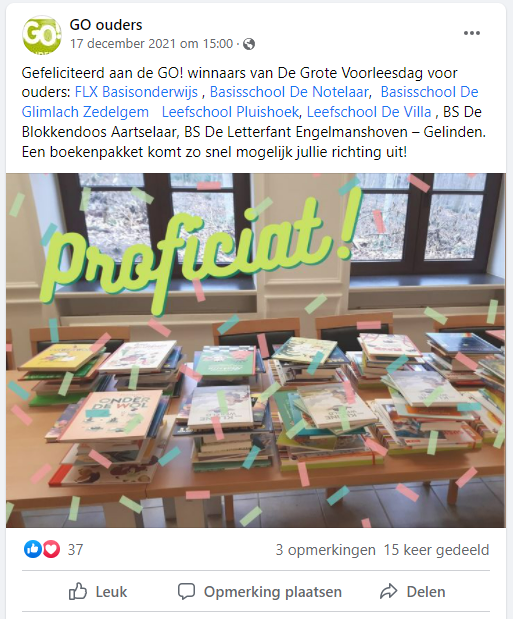 Boekenpakket gewonnen dankzij GO! Ouders